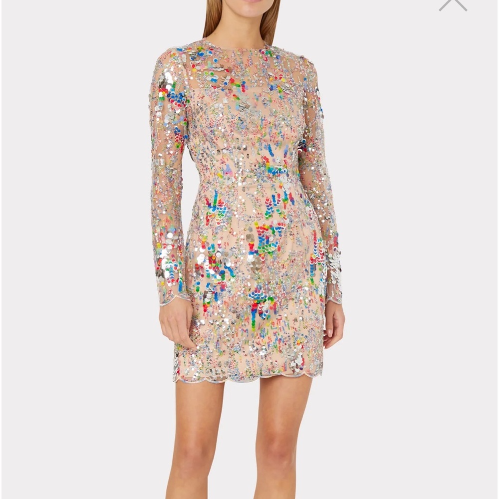 Milly Leona New with tags sequin minidress is covered with 3D confetti overlay